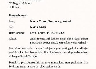 contoh surat izin sekolah
